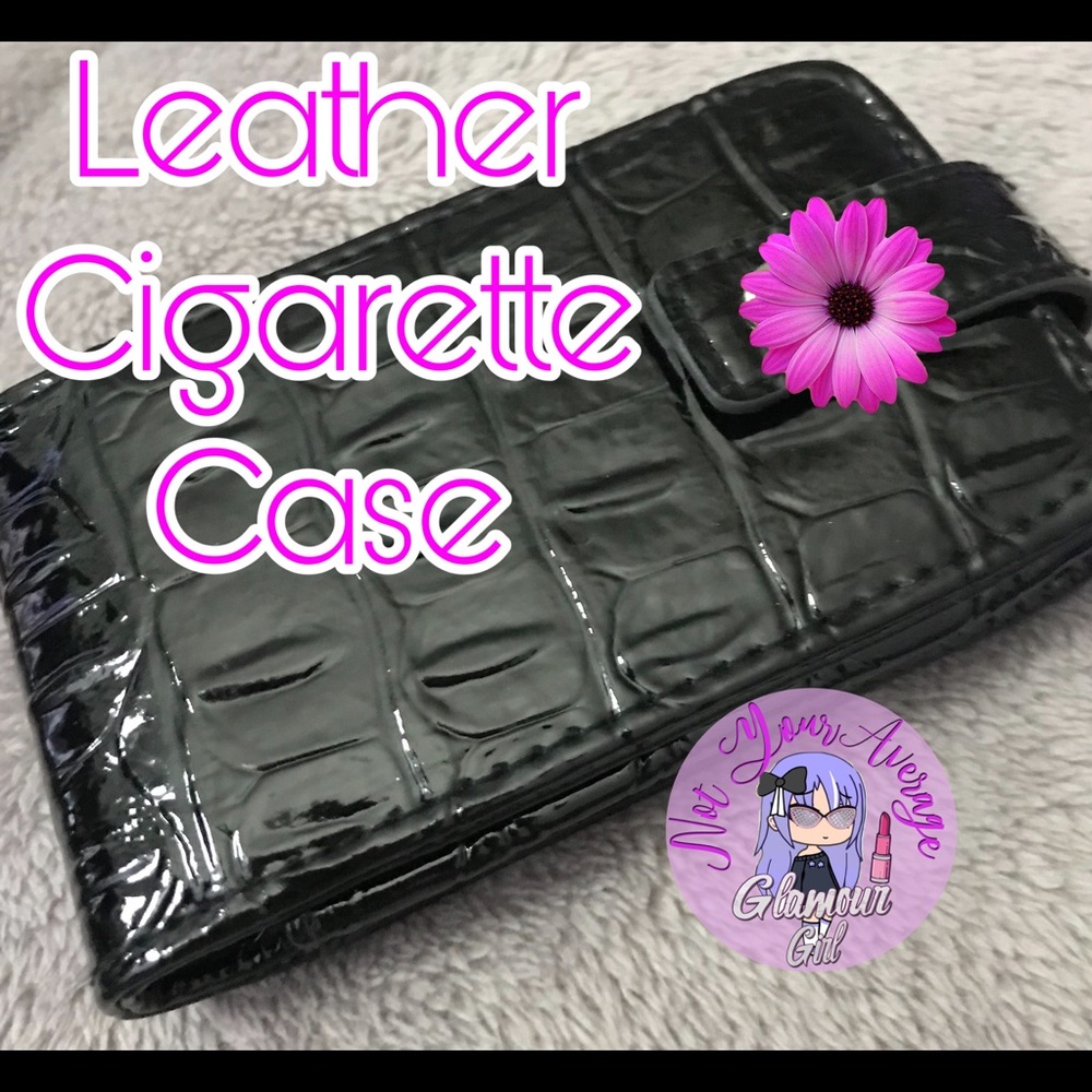 Black pebbled leather cigarette case